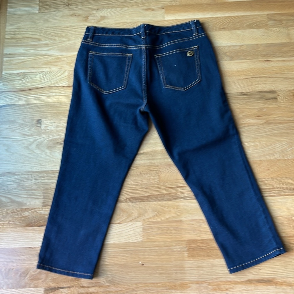 Michael Kors Cropped Dark Jeans, Gold Stitching, Stretch, size 10 - Picture 4 of 6